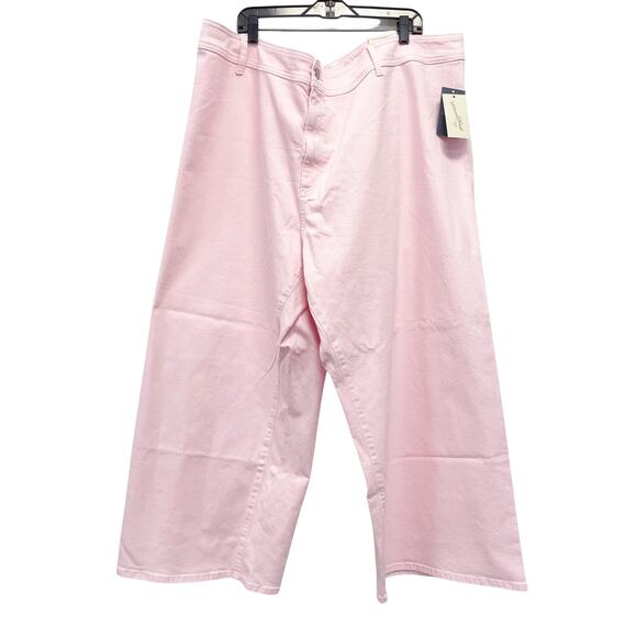 Universal Thread Women Wide Leg Ankle Jeans Pink High Rise Sailor Size 26 - Picture 1 of 6